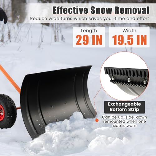 Gymax GM1834 Snow Shovel, 29 Inch Snow Shovel For Driveway With 10 Inch Pneumatic Wheels thumb #5
