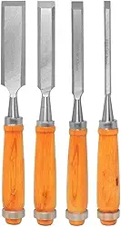 Fertak Kit de Formões para Madeira - 4 Peças - Aço Carbono - Chanfro - 6mm x 24mm