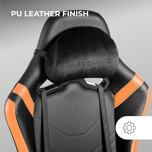 MGC-PRO, Sedia Gaming Professionale, Finitura Pelle PU, Braccioli 2D e Schienale Reclinabile 135°, Cuscini Lombari e Cervicali Soft-Touch, Ruote XL e Molla Gas Classe 4, Arancio - Sedia gaming - Immagine 2
