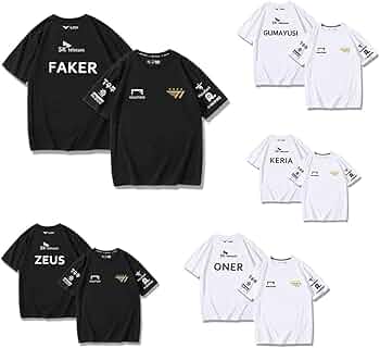 Amazon.co.jp: FAKER 同型 Tシャツ SKT T1 グッズ 2色 丸首 半袖