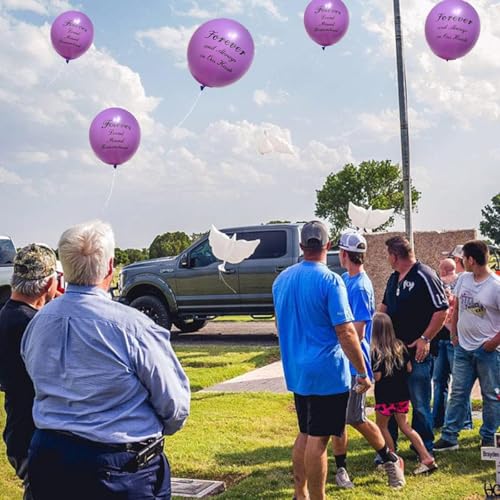 Image of 26 Pieces Purple Memorial Funeral Remembrance Balloons and 41.3 Inch Peace Dove Balloons for Release in Sky,Condolence, Funeral, Anniversary, Memorial Services