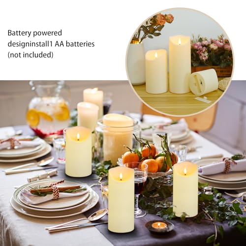 Image of Fo32won Flameless Flickering Candles with Remote Timer, Set of 6 Ivory Led Battery Operated Candles for Home Decor Xmas Halloween (D3 x H3 3 inch 4 inch 5 inch 6 inch 7 inch)