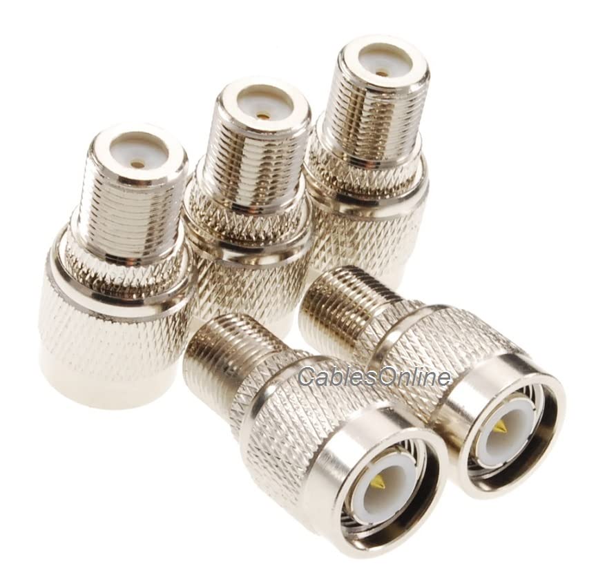 CablesOnline, 5-Pack F-Type Female Jack to TNC Male Plug RF Coaxial Adapters, RF-T112-5
