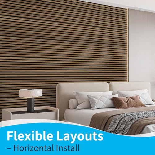 Image of Art3d 94.5 x 12.8 in Soundproof Wood Textured Wall Panel, 4-Pack, Rosewood