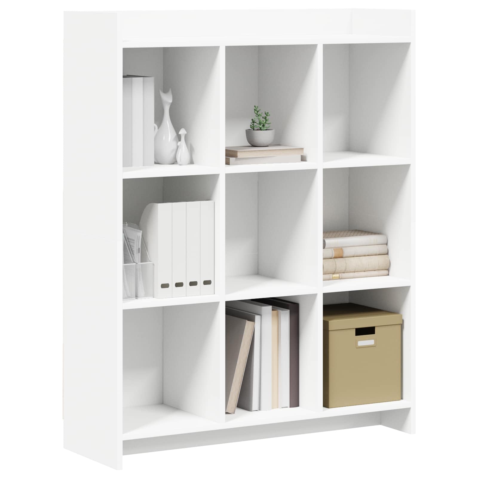 Biały regał na książki 87,5 x 30 x 111 cm, materiał drewnopochodny z 9 półkami, miejsce do przechowywania, organizer do salonu, gabinetu, korytarza, pokoju dziecięcego i biura, zajmuje