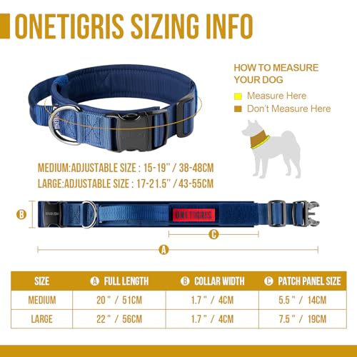 OneTigris Tactical Dog Collars with Handle,Military Dog Collar for Large Dog,Adjustable Nylon Collar German shepherd Collar with Heavy Duty Metal Buckle for Dog Training and Walking (M - Image 2