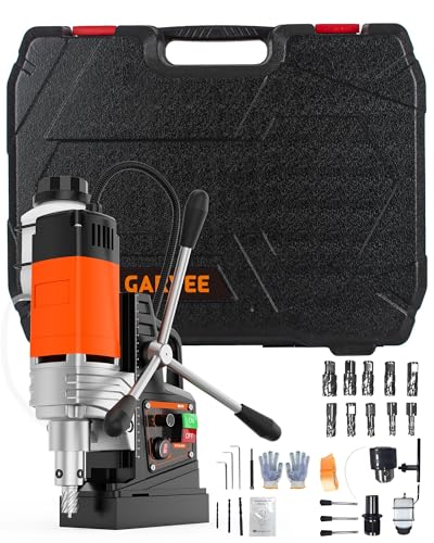 Image of ACEKOOL Mag Drill with 1.57 inch Boring Diameter, 1650w Power, 2922Lbf Power Portable Magnetic Presses, 810 RPM, for Metal Surface, Industrial & Home Improvement (10 Drill Bits, 3 Twist Drills & Plast)