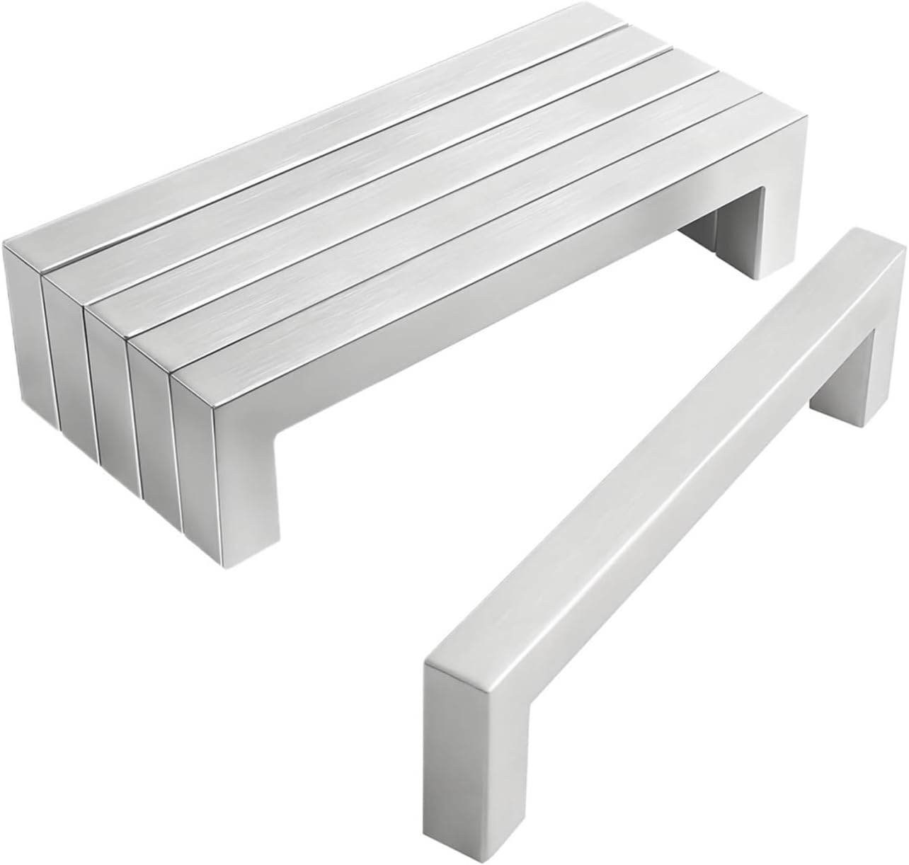 Compatible for 6pcs Furniture Hardware Cabinet Handle Stainless Steel Door Knobs Cupboard Drawer Pulls(Silvery-6Pcs,128mm)