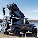 Voyager Pro Rooftop Tent Hard Shell with 30% Extra Space, Skyview Window, Side Awning&LED Light Strip for 4 Season Camping, Aluminum Pop Up 2-3 Person Roof Top Tent for Truck Jeep SUV Van Trailer