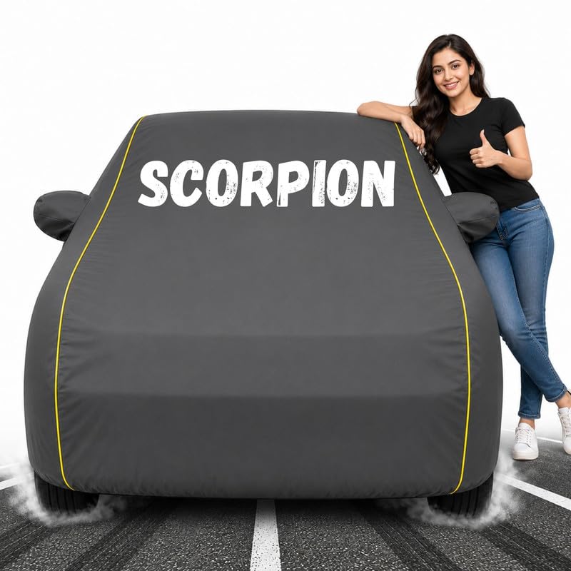 Image of Custom Fit Grey 100% Waterproof Scorpion Car Cover | Polyester Car Body Covers for Rain & Sun | UV Protection, Dustproof, Scratch Resistant, Windproof, Heat Resistant