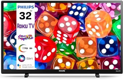 PHILIPS 32-Inch Class HD 720p Borderless LED Smart R0ku TV Netflix, Disney+ and YouTube with 60 Hz 120 Perfect Motion Rate Works with Siri or Hey Google (Renewed)