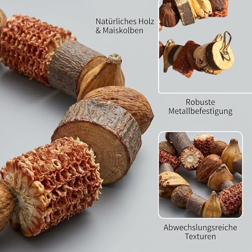 Sitzstangen für Vögel Wellensittich Spielzeug, Anpassbare Käfigeinrichtung für Natürliche Schnabelpflege, Tägliche Muskelübungen und Sichere Beschäftigung, Vogel Zubehör mit 80 cm Länge
