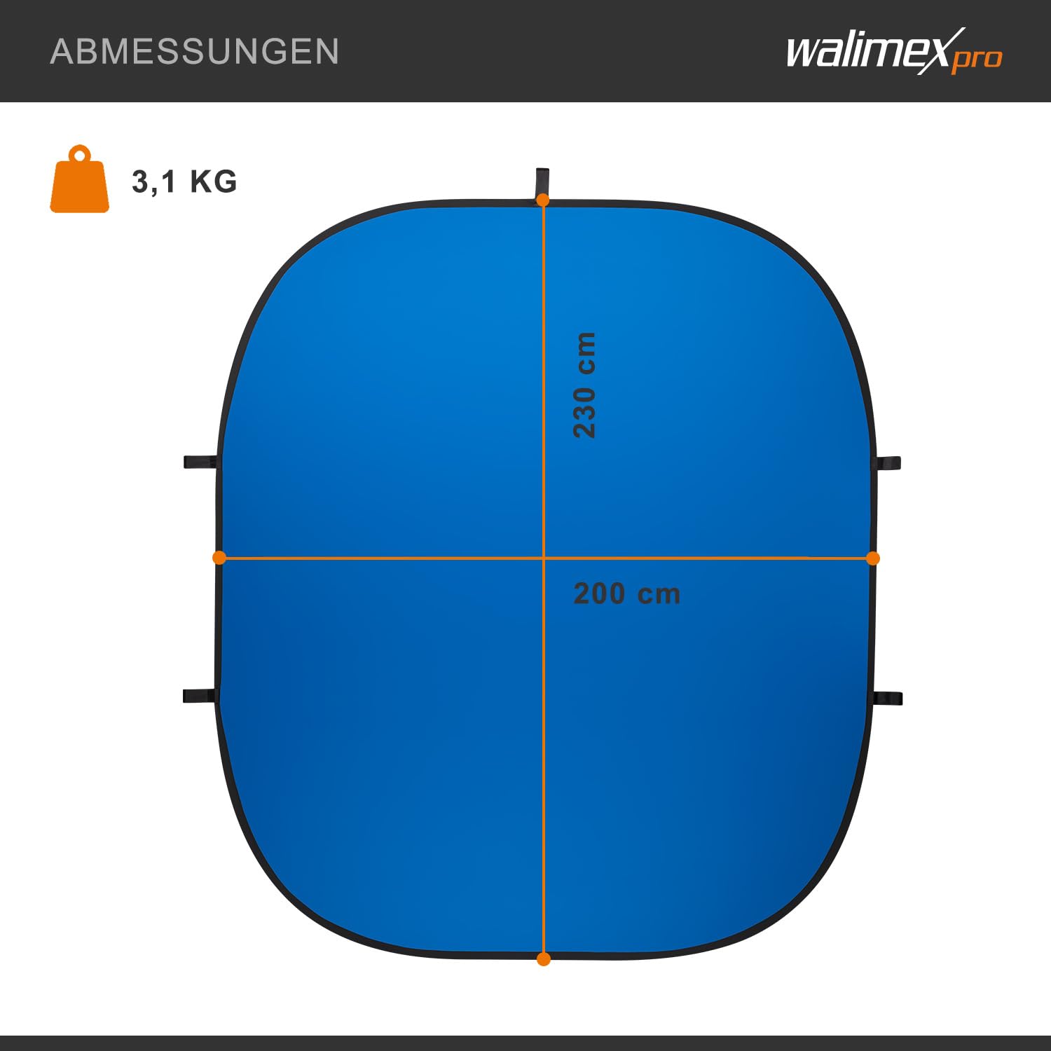 Walimex pro 2 in 1 Falthintergrund grün/ blau 200 x 230 cm, robuster Fotohintergrund mit Federring, faltbarer Hintergrund für Fotostudio mit Transporttasche