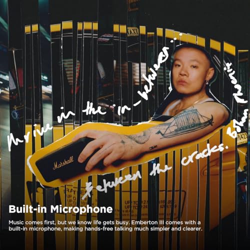 Image of Marshall Emberton III Compact Portable Bluetooth Speaker with 32+ Hours of Playtime, (360 Sound), Dust & Waterproof (IP67) - Black & Brass.