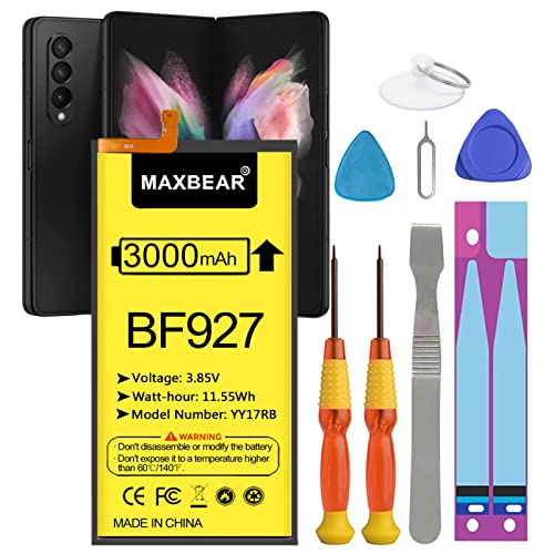 Image of Galaxy Z Fold 3 Battery, (Upgraded) MAXBEAR 3000mAh 3.85V Replacement Battery EB-BF927ABY for Galaxy Z Fold 3 5G F927U with Repair Tool Kit