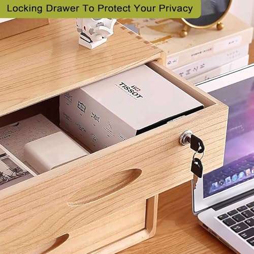 Organizer da scrivania in legno con cassetti con serratura per riporre documenti e accessori, soluzione elegante e funzionale per scrivania da ufficio