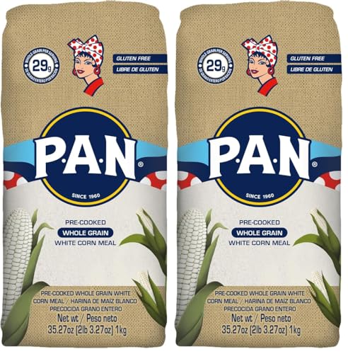 P.A.N. Whole Grain White Corn Meal – Pre-cooked Gluten Free and Kosher Flour (2lb 3.27oz) (Pack of 2)