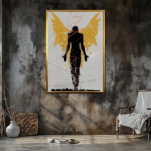 Toile minimaliste décoration murale moderne émotion abstraite jaune - 4