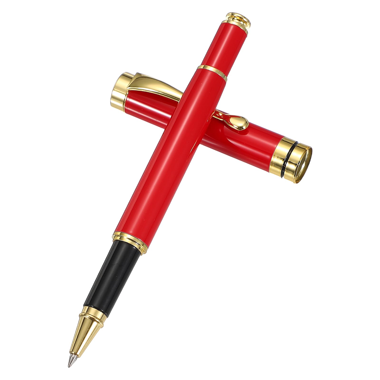 PATIKIL Luxury Metal Rollerball Pen, 0.5mm Black Ink Metal Ballpoint Luxury Grade Craftsmanship Gift for Men Women Office Signature Writing, Red