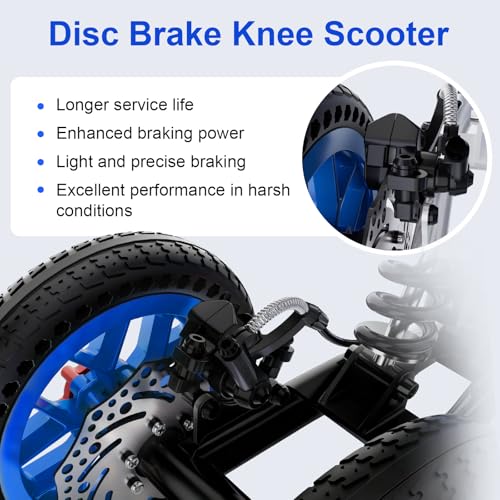 Image of All Terrain Knee Scooter for Adults, Crutch Alternative, 300LBS | For Adults for Foot Surgery, Knee Scooter for Broken Ankle Foot Injuries Recovery, Height Adjustable Handle & Knee Pad