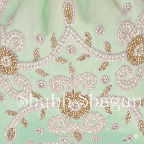 Image of Shubh Shagun Woman's Silk Hand Work Handbag Potli Bag
