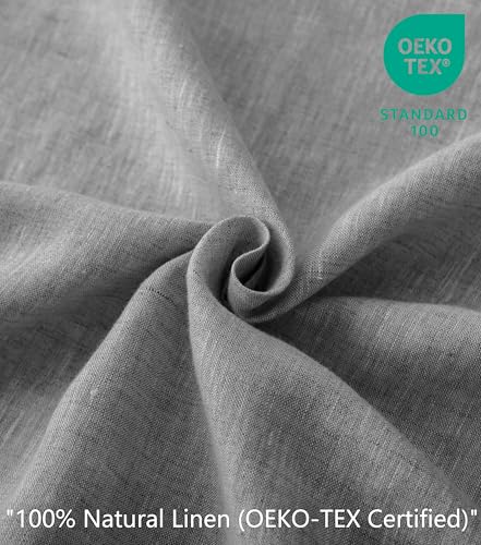 Talasily 100% French Pure Linen Sheets Set King Size,Oeko-TEX Certified Bedding, All-Season Breathable for Hot Sleepers,16 Inch Deep Pocket Machine Washable 4-Piece (Earl Grey)
