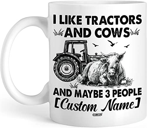 Personalized White Ceramic Coffee Mug Mugs Farm Tractor Customized Name Novelty Cups Oz Christmas Gifts For Men Dad Father Adults Truck Large Travel Cup With Quotes Saying 11 and 15 oz