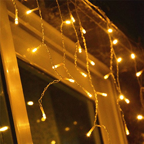 Preisvergleich Produktbild INGO LED Eisregen Lichternetz Lichterkette Wasserdicht für Wedding Weihnachten Festlich außen Schaufenster (Warmweiß, 15m)