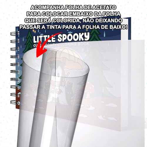 Livro de Colorir Little Spooky 40 Folhas 180 Gramatura Capa Dura Caderno Desenho Pintura Fantasma
