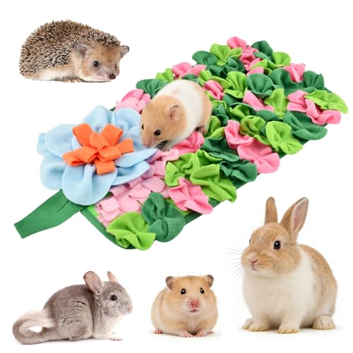 Ovrilossa Rabbit Foraging Mat 18x10 Snuffle Feeding Mat for Rabbits Guinea Pigs Chinchillas Pet Feed Game Slow Eat for Small Animals Interactive Puzzle Feed Mat Washable Fun Design
