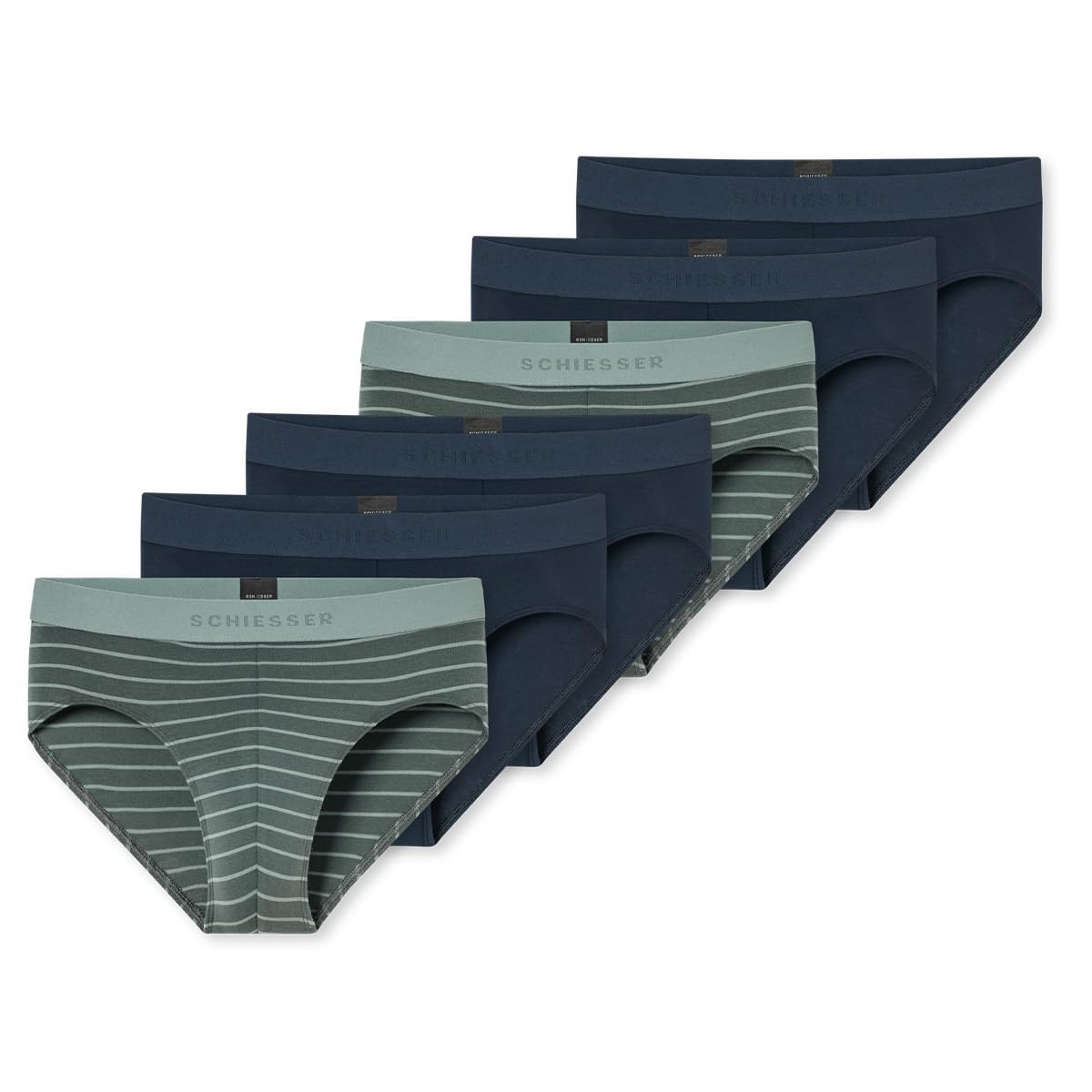 Schiesser - 95/5 Cotton - Rio Slip/Unterhose - 6er Pack (5 Dunkelblau/grün)