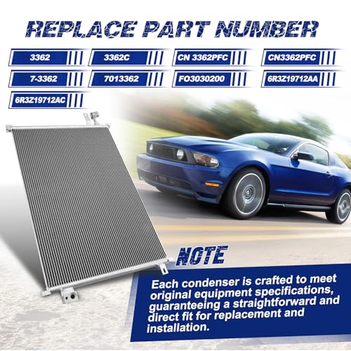 Image of Air Conditioning A /C Condenser Compatible with Ford Mustang 2005 2006 2007 2008 2009# 3362, FO3030200, 6R3Z19712AA