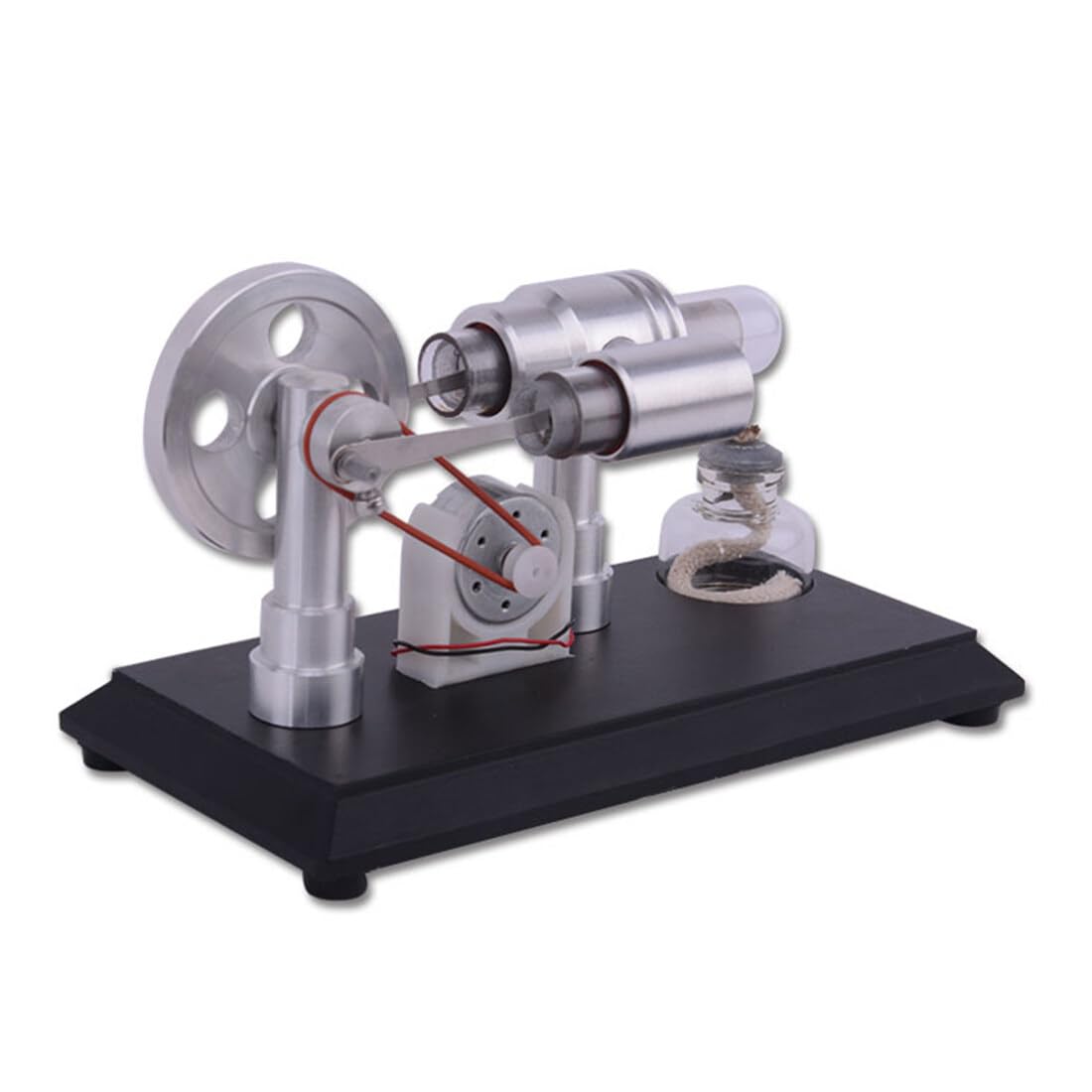 Generic zestaw do budowy silnika Stirlinga, zewnętrzny silnik spalinowy Sterling Engine Kit, zestaw DIY 2-cylindrowy silnik Stirlinga edukacyjny nauka zestaw zabawka, 53451093DTA4VMP0NK9OZ7AR
