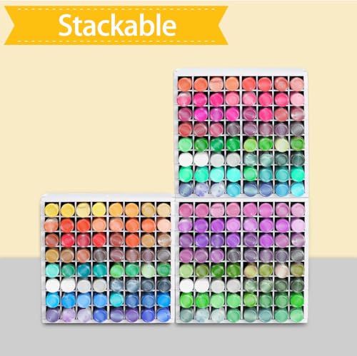 Image of Krafetto 64 Grids Craft Paint Storage Organizer, Wall-mountable Paints Holder, Stackable Paint Bottle Rack Stand for 2oz Acrylic Craft Paints