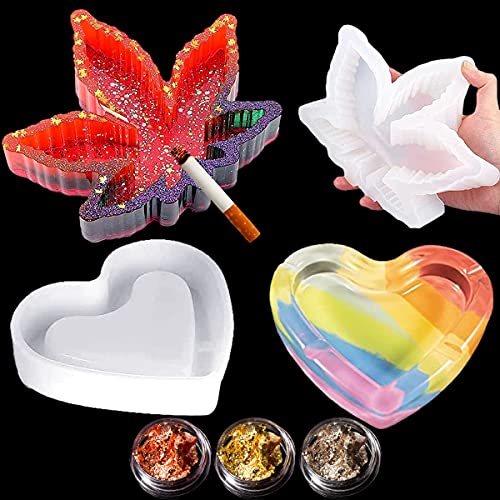 YWQQ Lot de 2 Cendrier Résine Jetant Moules,moules en Silicone pour Confection de cendrier, moules en résine de cendrier en Silicone,moules en résine époxy pour cendrier Bricolage Cover