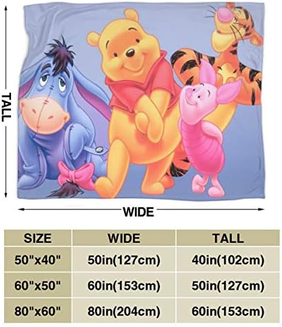 FASHIONDIY Winnie The Pooh Blanket Oversized Warm Adult Super Soft Blanket With Soft Anti-pilling Flannel For Adults & Kids 3D Print 50"x40"