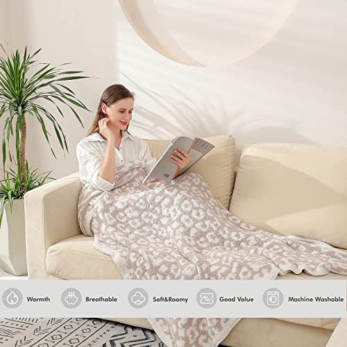Doowell Throw Blanket, Leopard Print Ultra Soft Fleece Blanket, Suitable For Chair Sofa Couch Bed Travel Blanket(50"X60", Cream) #TOP1