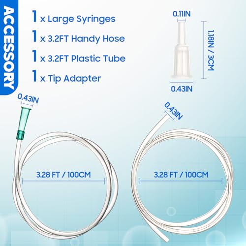 Image of 100ml /cc Syringes with Tube 40 Inch Handy Plastic Tubing and Adapter Tip