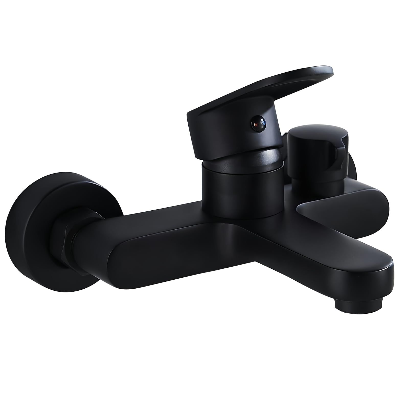 Grifo Bañera y Ducha Negro Grifo Monomando Dos Salidas Mezclador, Montaje en Pared, Sin Incluir Alcachofa, 1/2'' Salida Universal, Latón, Negro Mate Griferia Ducha Bañera