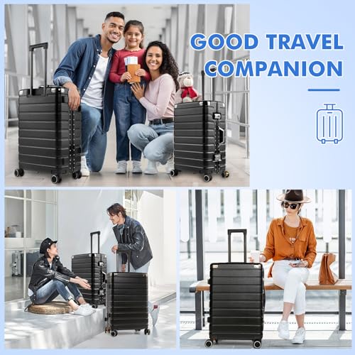 Zipperless Luggage - 20 Inch Airline Approved Carry On 22x14x9 in, 9H Scratch-Proof Hard shell PC with Aluminum Frame for Business travel Black2