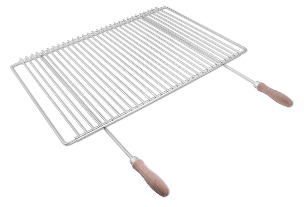 Grille barbecue inox réglable 60–70 × 45 cm avec poignées