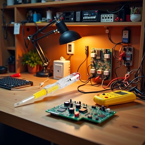 Image of Yellow Intelligent Voltage Tester Pen Contact Voltage Tester Screwdriver Induction Power Detector Pen Electric Test Pen Screwdriver AC 100-500V Electrical