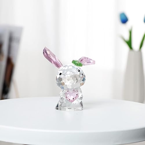 Miniatura 4 de LONGSHENG - SINCE 2001 - Figura de conejo de cristal transparente, pisapapeles de cristal, adorno de cristal de escritorio para adultos y niños,
