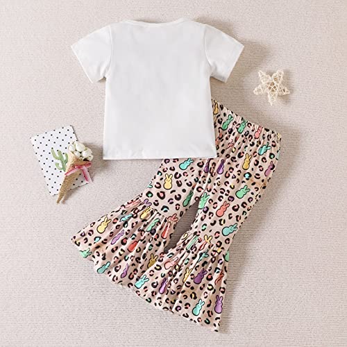 Lykmera Camiseta infantil de manga curta com estampa de coelho de páscoa para meninas pulôver tops c