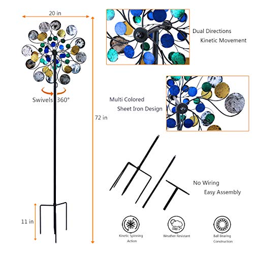 WinWindSpinner Kinetic Wind Spinners Outdoor Metal Yard Spinner with Gardening Decorations with Dual Direction Decorative Lawn Ornament Wind Mills