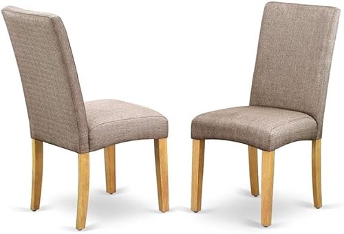 Miniatura 4 de East West Furniture DLDR3-OAK-16 - Juego de muebles de comedor de 3 piezas que contiene una mesa de comedor redonda con gotas y 2 sillas Parsons de