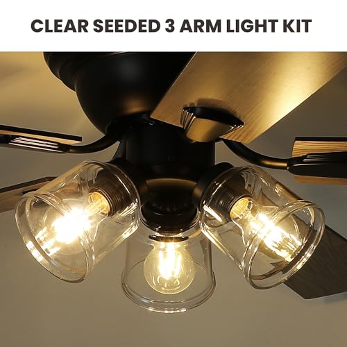 Image of Dawn Whisper 52 Inch Flush Mount Farmhouse Ceiling Fans with Lights Vintage Ceiling Fan with 3 Bulb Lights Remote for Bedroom Living Room Kitchen