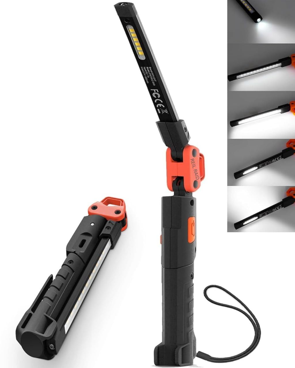 REIL RAID Rechargeable 400LM Mechanic Work Light, Magnetic Flashlight with 230° Rotate and Hook, LED Work Light for Car Repair, Emergency, Grill, Outdoor Work (1 Pack)-picture-27