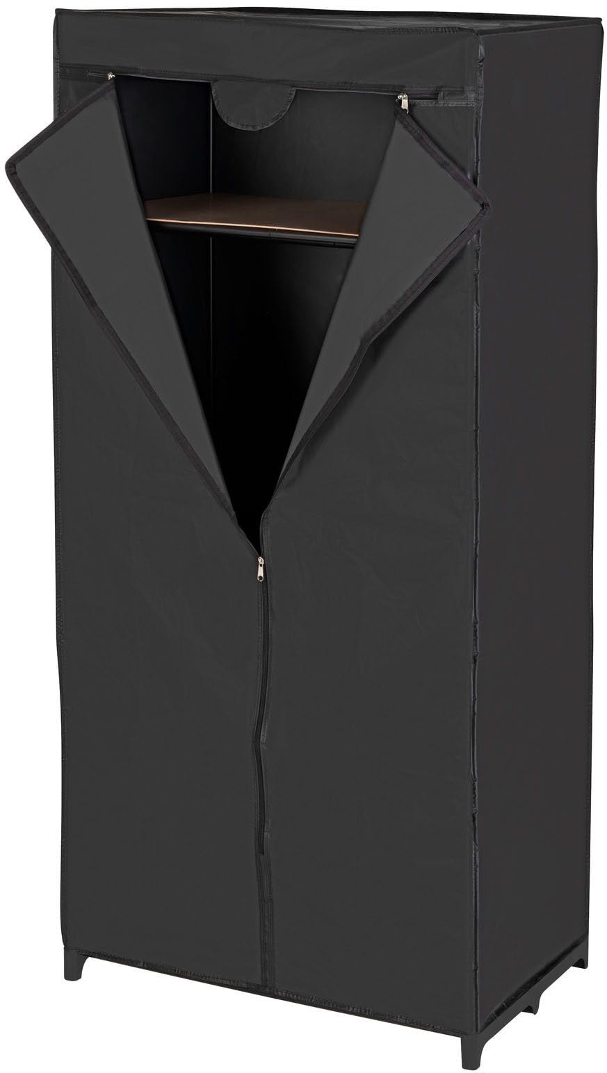 Kleiderschrank Stoffschrank mit Kleiderstange und Ablage, Mobiler Faltschrank zur Kleideraufbewahrung, Textilschrank mit Staubschutz für Schlafzimmer, Gästezimmer, Schwarz, 75 x 160 x 50 cm