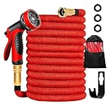 Kezidhp Tuyau Arrosage Extensible 15m avec Pistolet 10-en-1 | Tuyau d‘Arrosage Souple et Anti-nœuds, Raccords Universels en Laiton 1/2“ & 3/4“ | Pour Arrosage du Jardin, Lavage Auto et Tous